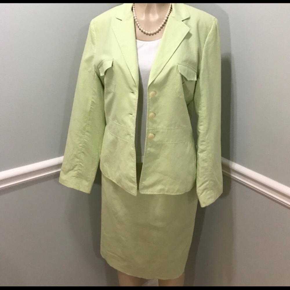 Kasper Lime Green Linen skirt size 12
